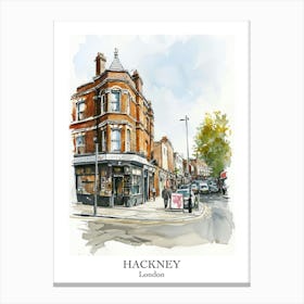 Hackney London Borough   Street Watercolour 2 Poster Canvas Print