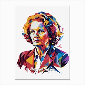 Margaret Thatcher 03 Portrait WPAP Pop Art Canvas Print