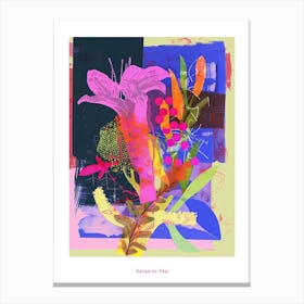 Kangaroo Paw 1 Neon Flower Collage Poster Canvas Print