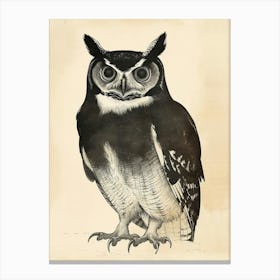 African Wood Owl Vintage Illustration 1 Canvas Print