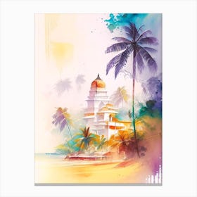 Goa India Palm Watercolour Pastel Tropical Destination Canvas Print