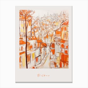 Bilbao Spain Orange Drawing Poster Canvas Print
