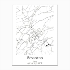 Besancon,France Minimalist Map Canvas Print