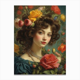 Girl With Flowers 18 Canvas Print