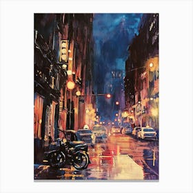 Night Scene Of A Street In City With Colorful Light 1 Canvas Print