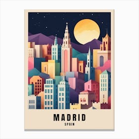 Madrid City Travel Poster Spain Low Poly (7) Canvas Print