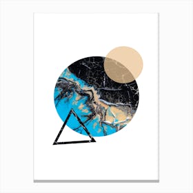 Blue Sand and Marble Circle Geometric Canvas Print