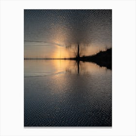 Sunset at the lake, abstract reflections in water Canvas Print