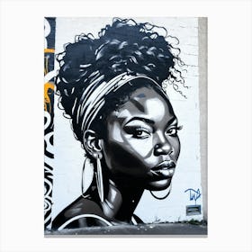 Graffiti Mural Of Beautiful Black Woman 37 Canvas Print