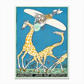 Bloodless Giraffe Hunt, Moriz Jung Canvas Print