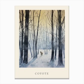 Winter Watercolour Coyote 1 Poster Canvas Print