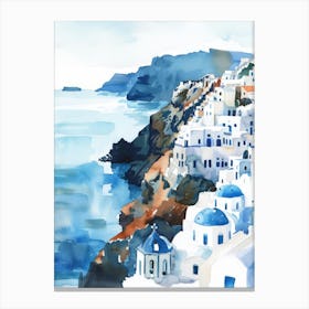 Watercolor Of Oia Canvas Print