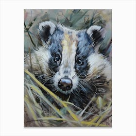 Badger Pastel Watercolour 2 Canvas Print