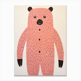 Pink Polka Dot Bear 2 Canvas Print