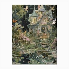Monet Pond Fairies Scrapbook Collage 3 Canvas Print