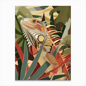 Brown Cuban Iguana Abstract Modern Illustration 3 Canvas Print