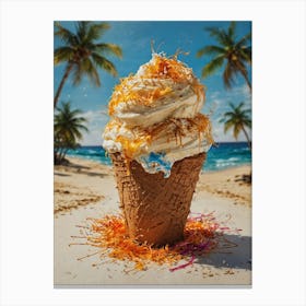 Ice Cream Cone On The Beach 4 Canvas Print