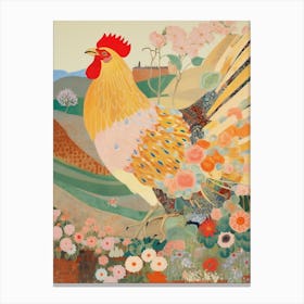 Maximalist Bird Painting Rooster 2 Canvas Print