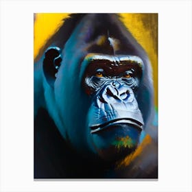 Gorilla With Confused Face Gorillas Bright Neon 1 Canvas Print