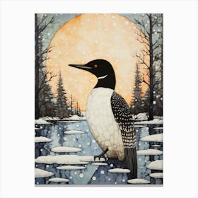 Winter Bird Painting Common Loon 2 Canvas Print