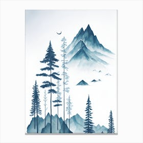 Mountain And Forest In Minimalist Watercolor Vertical Composition 241 Canvas Print