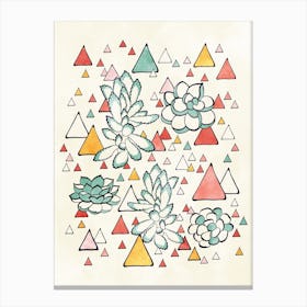 Succulent And Triangles Canvas Print