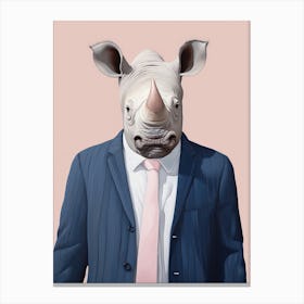 Playful Illustration Of Rhinoceros Bear For Kids Room 4 Canvas Print