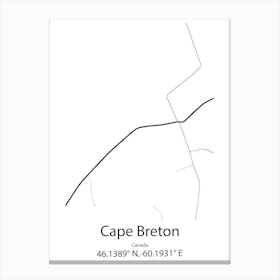 Cape Breton,Canada Minimalist Map Canvas Print