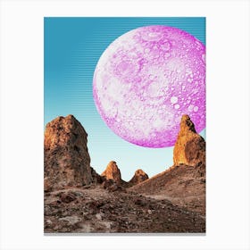 Synthwave Moon & mountain. Grand Canyon — synthwave collage, space poster Canvas Print