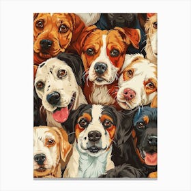 Perfectly Repeatable Artwork With Cute Dog Faces 23 Canvas Print