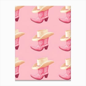 Cowboy Boots On Pink Background Canvas Print