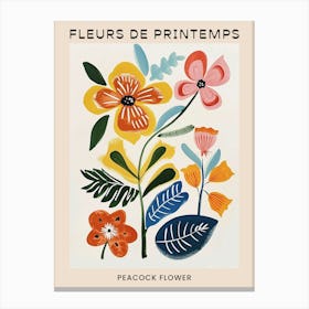 Spring Floral French Poster  Peacock Flower 2 Canvas Print