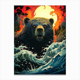 Bear In The Water 3 Canvas Print