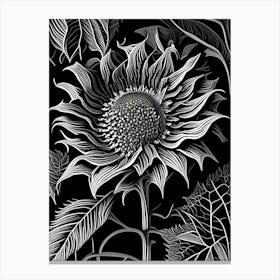Sunflower Leaf Linocut 1 Canvas Print