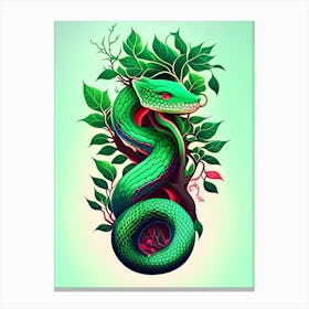 Emerald Tree Boa Tattoo Style Canvas Print