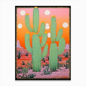 Mexican Style Cactus Illustration Moon Cactus 1 Canvas Print