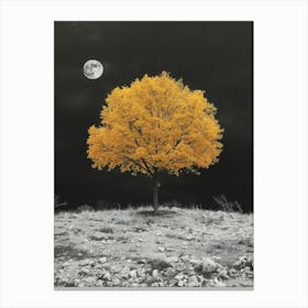 Yellow Tree In The Night Canvas Print