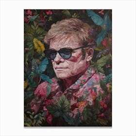 Floral Handpainted Portrait Of Elton John 3 Canvas Print