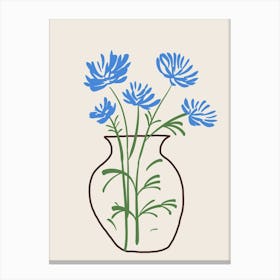 Blue Flowers In Vase Canvas Print