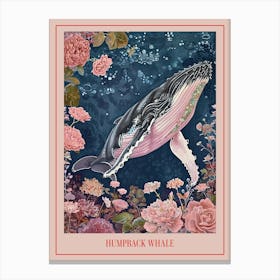Floral Animal Painting Humpback Whale 3 Poster Canvas Print