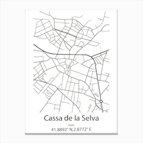 Cassa De La Selva,Spain Minimalist Map Canvas Print