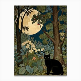 William Morris Black Cat In The Forest 7 Canvas Print