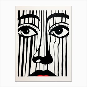 Eyes Linocut Inspired Portrait 3 Canvas Print
