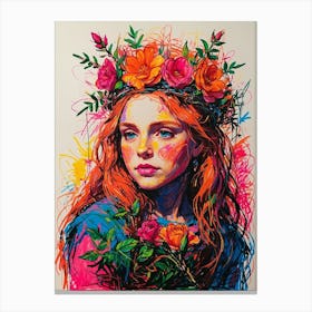 Girl With Flowers 1 Canvas Print
