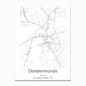 Dendermonde,Belgium Minimalist Map Canvas Print