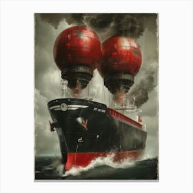 Ship With Hot Air Balloons Canvas Print