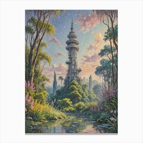 Futuristic Jungle Tower no2 Canvas Print