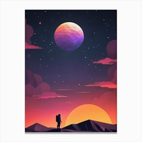 Low Poly Astronaut Minimalist Sunset (23) Canvas Print