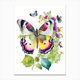Butterfly In Garden Decoupage 3 Canvas Print