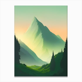Misty Mountains Vertical Composition In Green Tone 126 Canvas Print